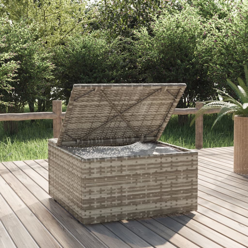 Poggiapiedi Giardino con Cuscino Grigio 55x55x30 cm Polyrattan | homemem39