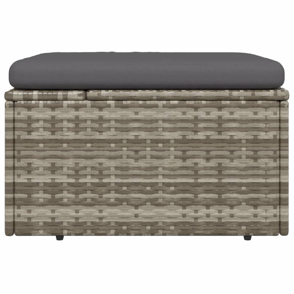Poggiapiedi Giardino con Cuscino Grigio 55x55x30 cm Polyrattan | homemem39