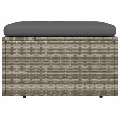 Poggiapiedi Giardino con Cuscino Grigio 55x55x30 cm Polyrattan | homemem39