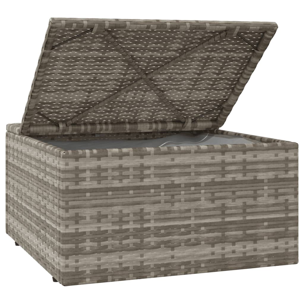 Poggiapiedi Giardino con Cuscino Grigio 55x55x30 cm Polyrattan | homemem39