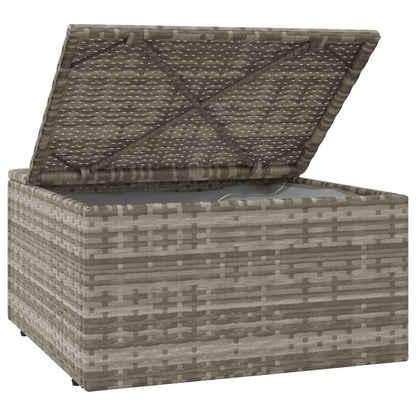 Poggiapiedi Giardino con Cuscino Grigio 55x55x30 cm Polyrattan | homemem39