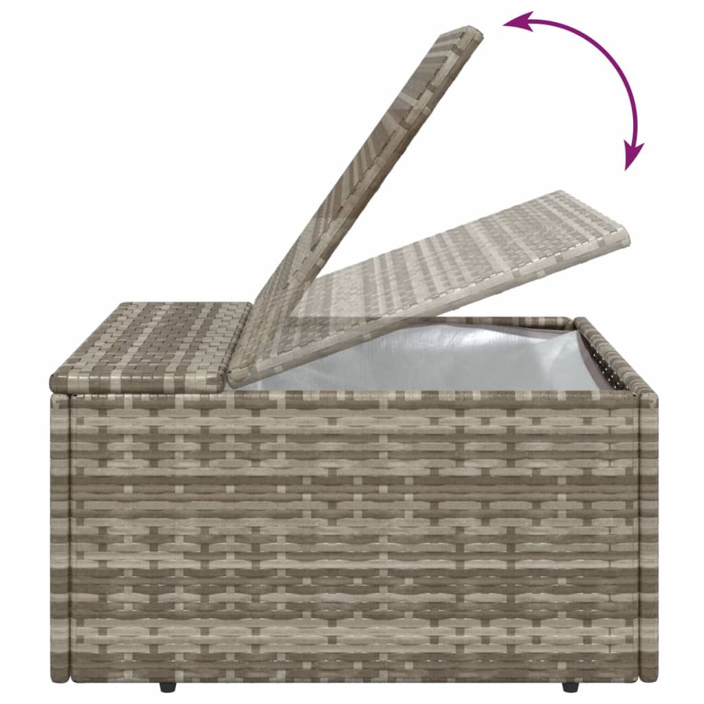 Poggiapiedi Giardino con Cuscino Grigio 55x55x30 cm Polyrattan | homemem39