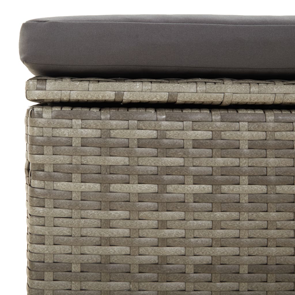 Poggiapiedi Giardino con Cuscino Grigio 55x55x30 cm Polyrattan | homemem39
