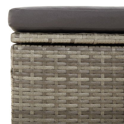 Poggiapiedi Giardino con Cuscino Grigio 55x55x30 cm Polyrattan | homemem39