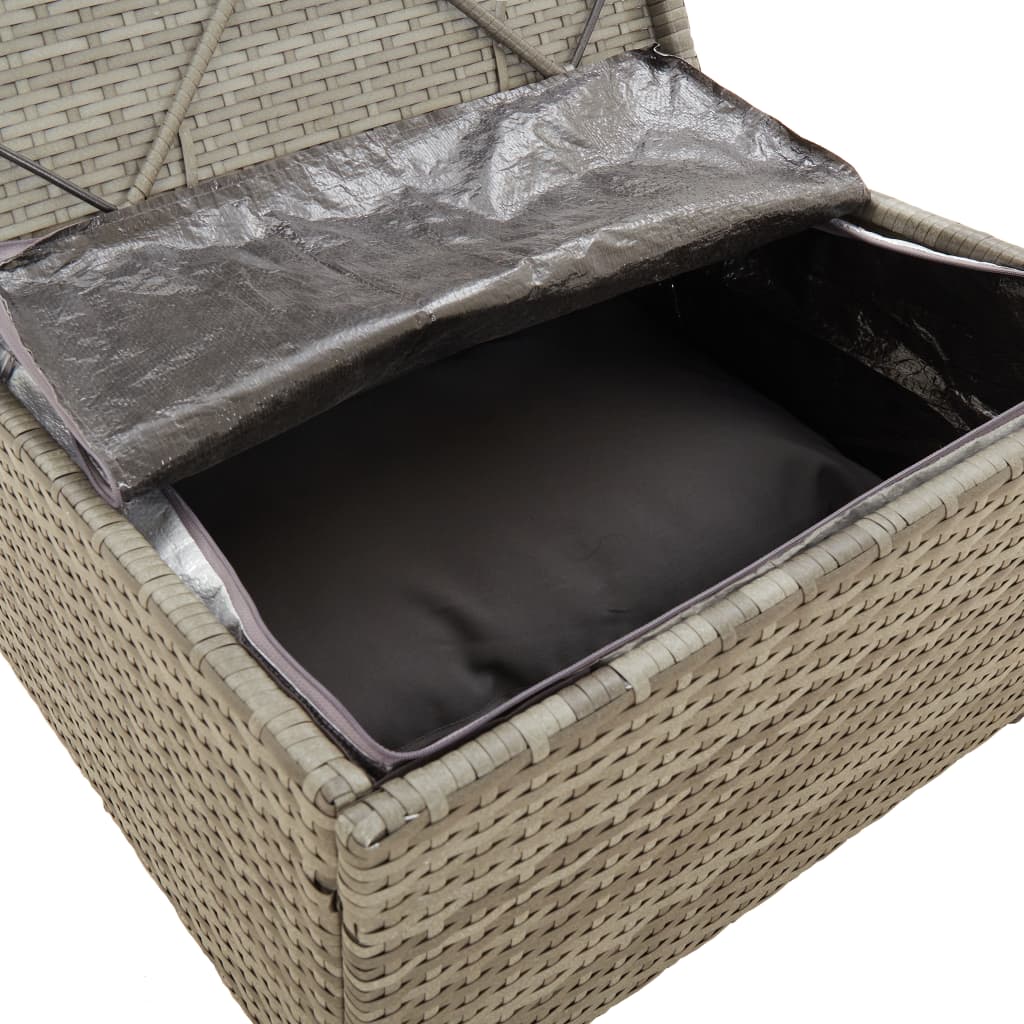 Poggiapiedi Giardino con Cuscino Grigio 55x55x30 cm Polyrattan | homemem39
