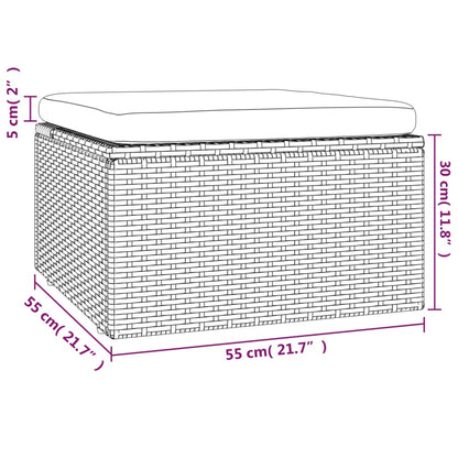 Poggiapiedi Giardino con Cuscino Grigio 55x55x30 cm Polyrattan | homemem39