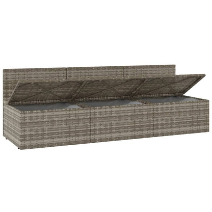 Divano da Giardino a 3 Posti con Cuscini in Polyrattan Grigio
