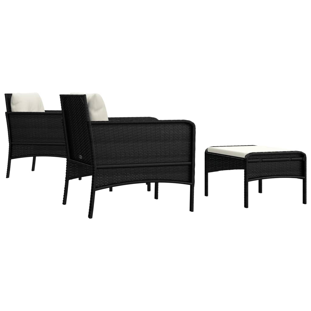 Set Divani da Giardino 5 pz con Cuscini Nero in Polyrattan - homemem39