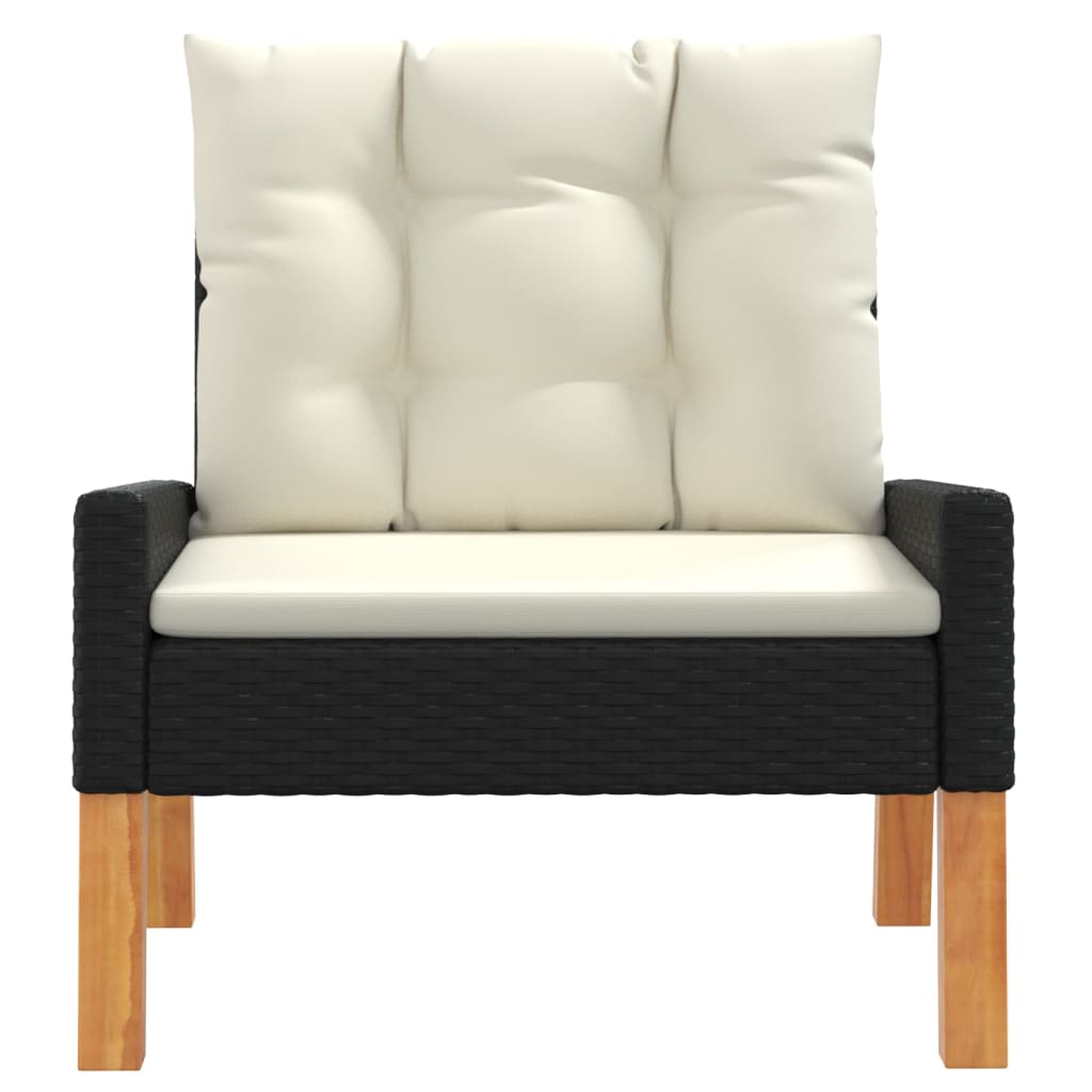 Set da Giardino 4 pz con Cuscini in Polyrattan e Legno Massello - homemem39