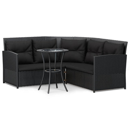 Set Divano a L con Cuscini 2 pz Nero in Polyrattan