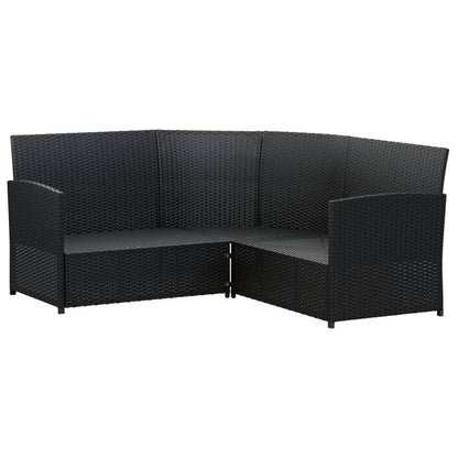 Set Divano a L con Cuscini 2 pz Nero in Polyrattan