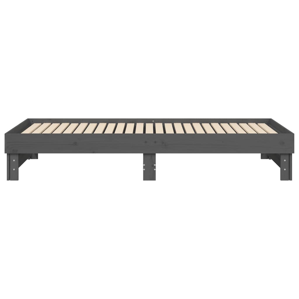 Dormeuse Estraibile Grigia 2x(100x200)cm Legno Massello di Pino - homemem39