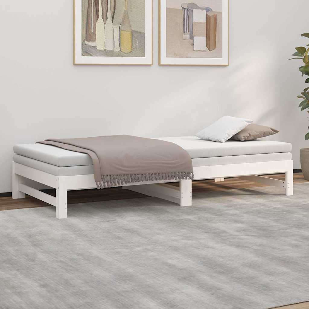 Dormeuse Estraibile Bianca 100x200cm Legno Massello di Pino | homemem39