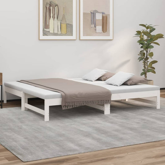Dormeuse Estraibile Bianca 2x(75x190) cm Legno Massello di Pino | homemem39