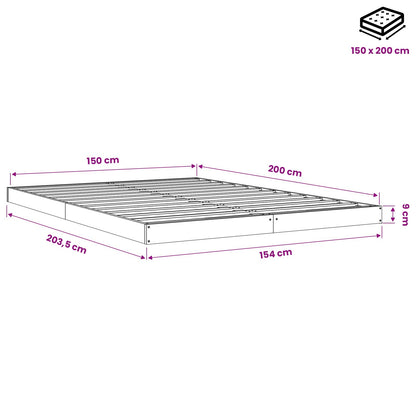 Giroletto senza Materasso Bianco 150x200 cm Legno Massello Pino