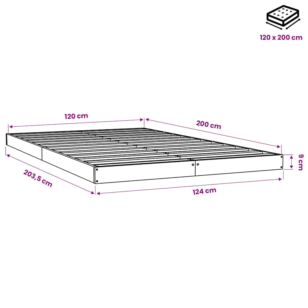 Giroletto senza Materasso 120x200 cm in Legno Massello di Pino