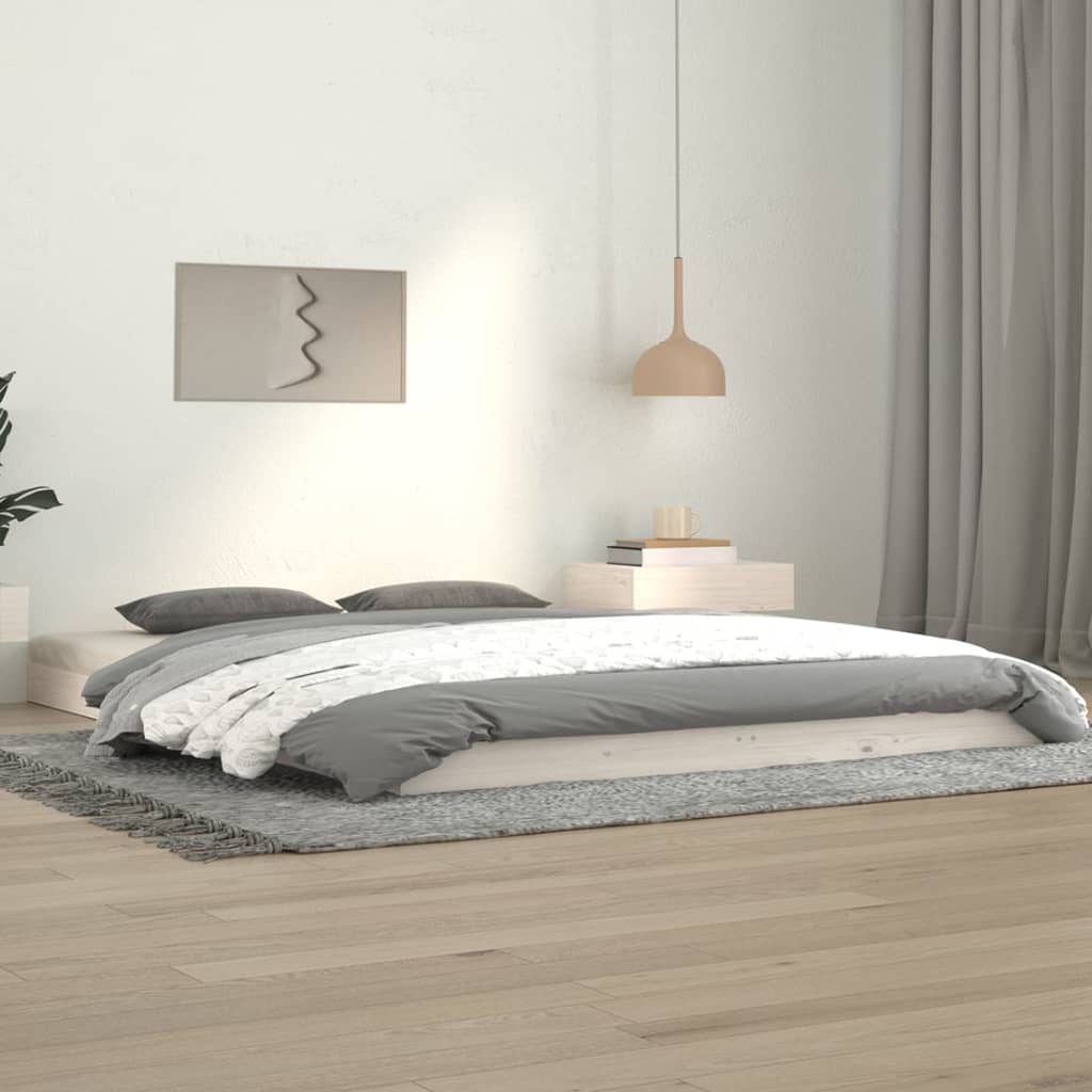Letto senza Materasso Bianco 140x190 cm Legno Massello di Pino - homemem39