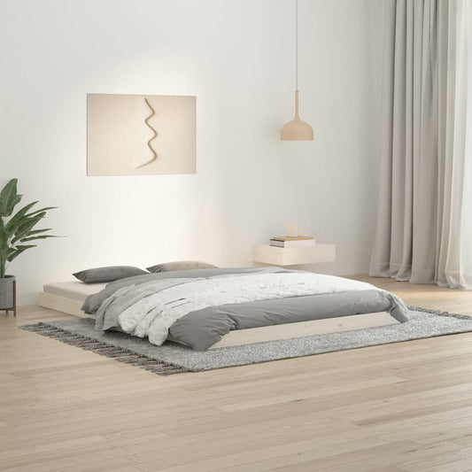 Letto senza Materasso Bianco 135x190 cm Legno Massello di Pino - homemem39