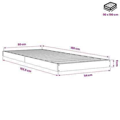 Giroletto Bianco 90x190 cm Single in Legno Massello di Pino