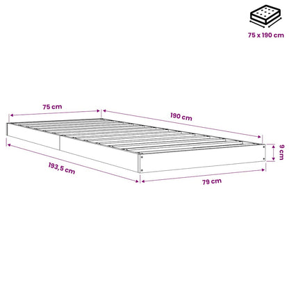 Giroletto senza Materasso Bianco 75x190 Legno Massello di Pino