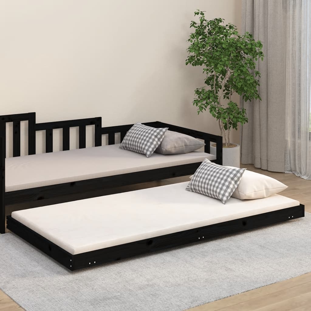 Giroletto Nero 100x200 cm in Legno Massello di Pino - homemem39