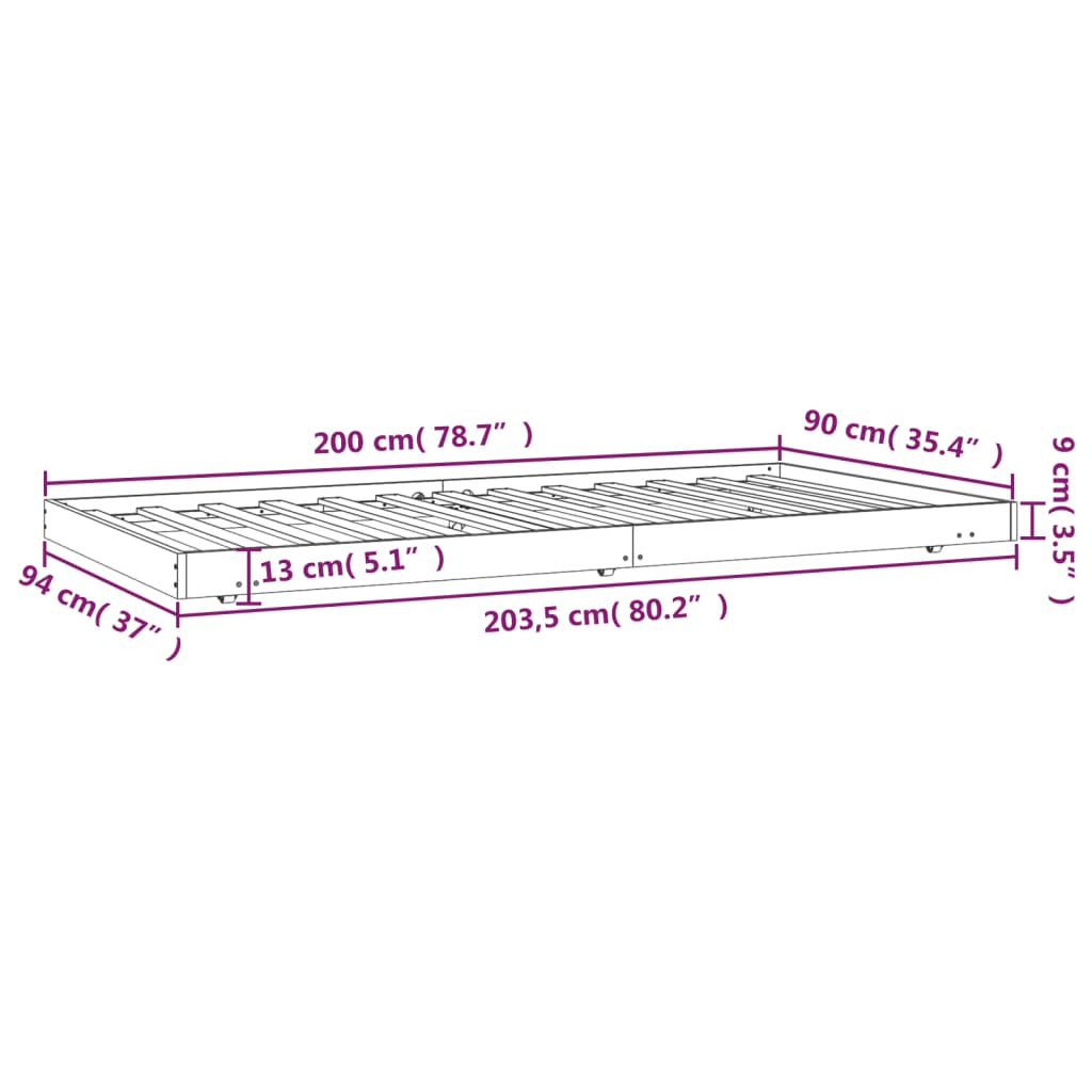 Giroletto 90x200 cm in Legno Massello di Pino - homemem39