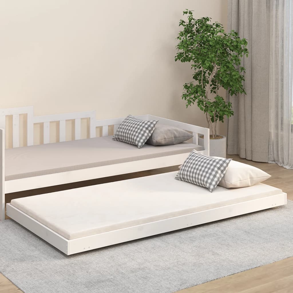 White bed frame 90x200 cm in solid pine wood