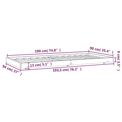 Letto senza Materasso Bianco 90x190 cm in Legno Massello Pino | homemem39