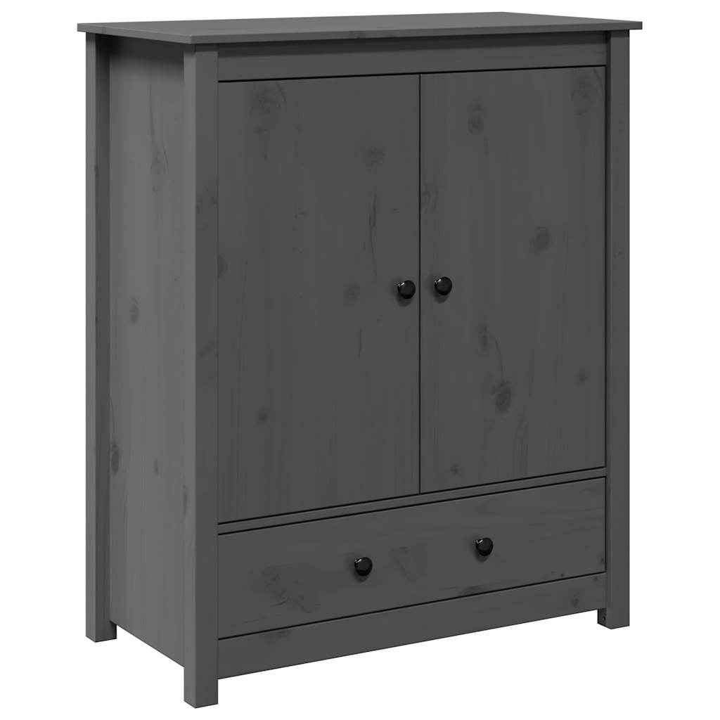 Credenza Grigia 83x41,5x100 cm in Legno Massello di Pino