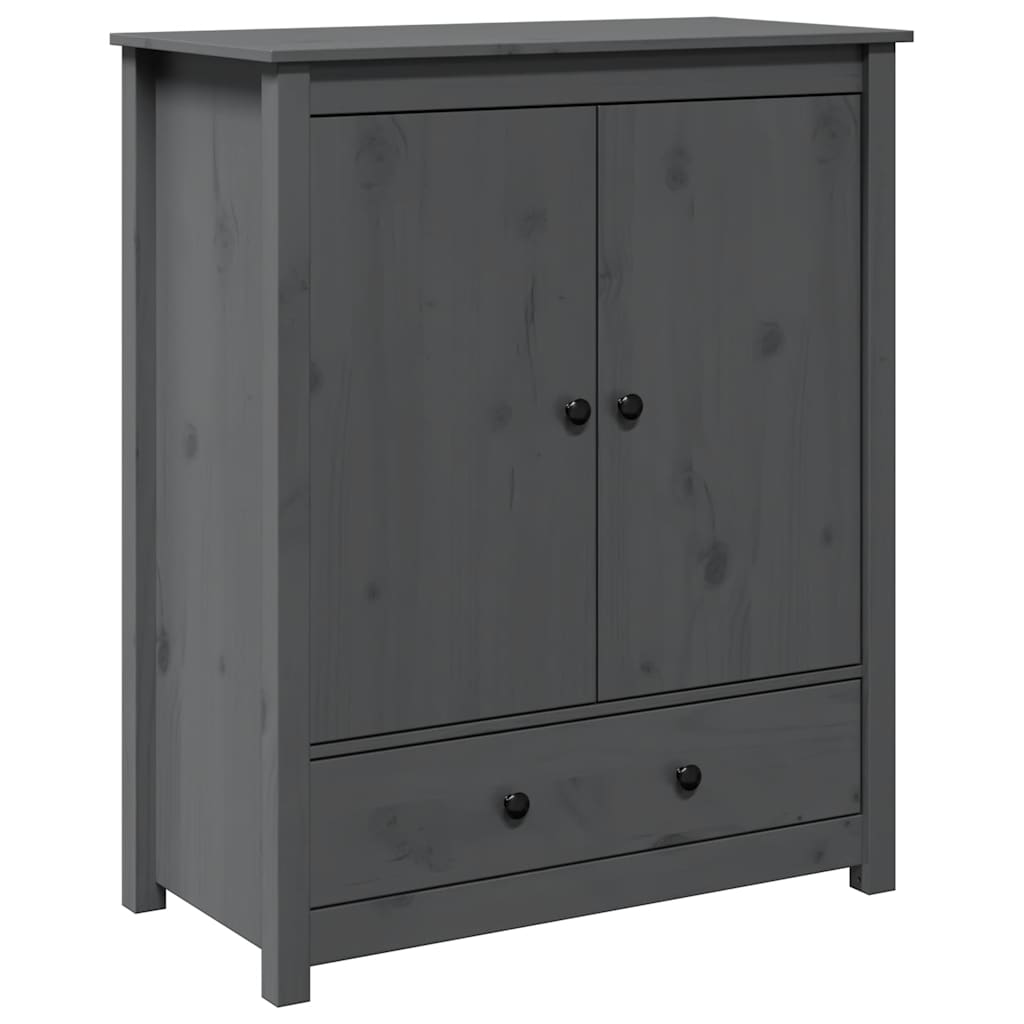 Credenza Grigia 83x41,5x100 cm in Legno Massello di Pino - homemem39
