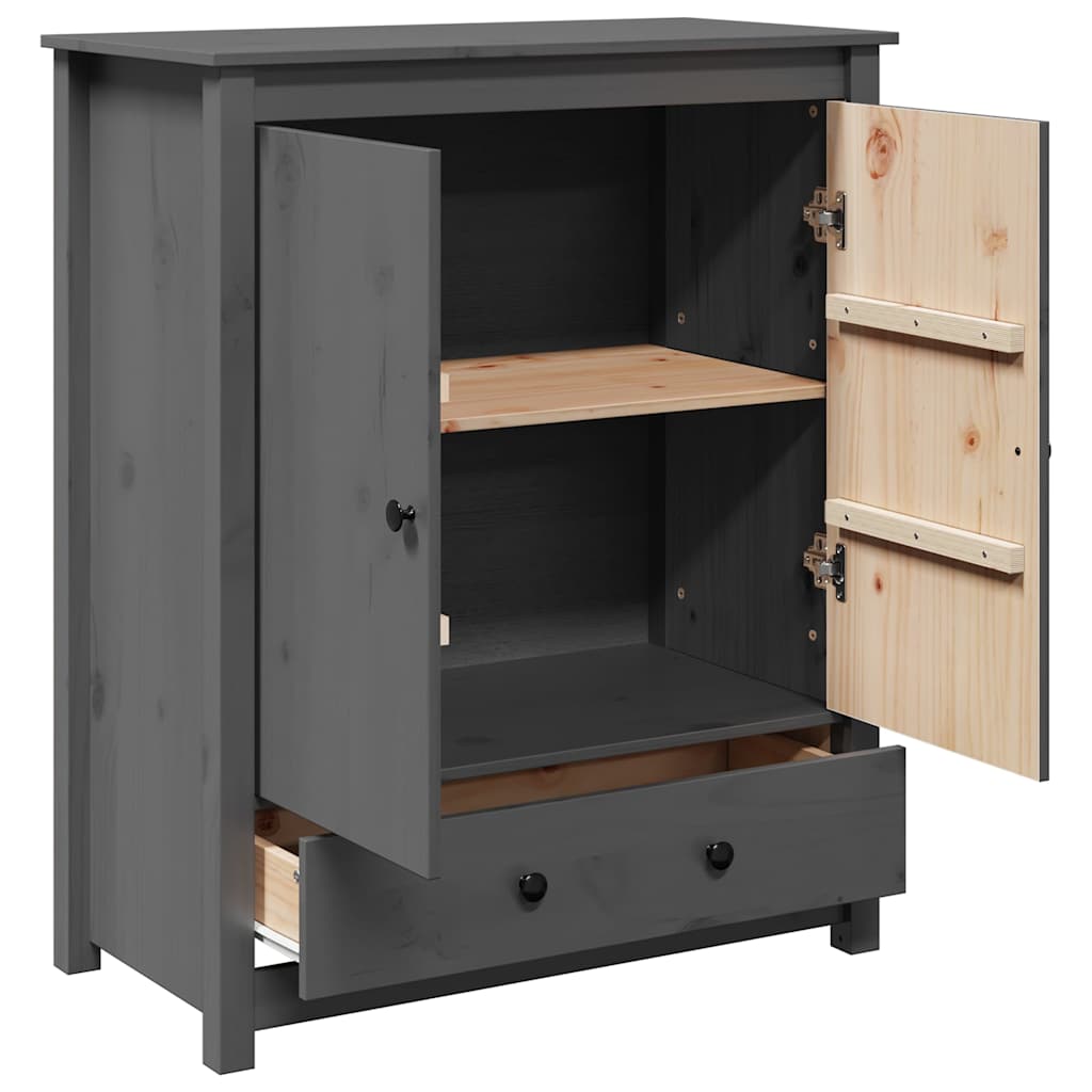 Credenza Grigia 83x41,5x100 cm in Legno Massello di Pino