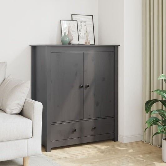 Credenza Grigia 83x41,5x100 cm in Legno Massello di Pino - homemem39