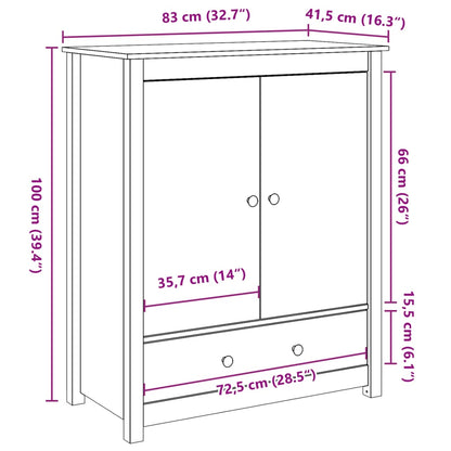 Credenza Marrone Ambra 83x41,5x100 cm in Legno Massello di Pino - homemem39