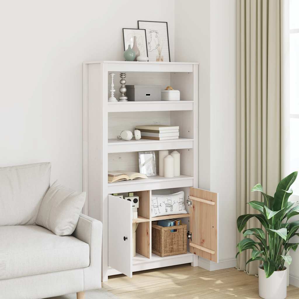 Credenza Bianca 80x35x154 cm in Legno Massello di Pino