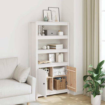 Credenza Bianca 80x35x154 cm in Legno Massello di Pino