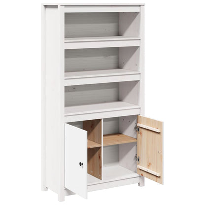 Credenza Bianca 80x35x154 cm in Legno Massello di Pino