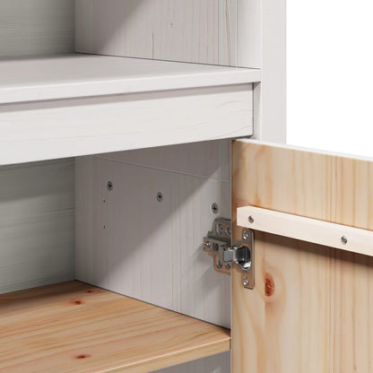 Credenza Bianca 80x35x154 cm in Legno Massello di Pino