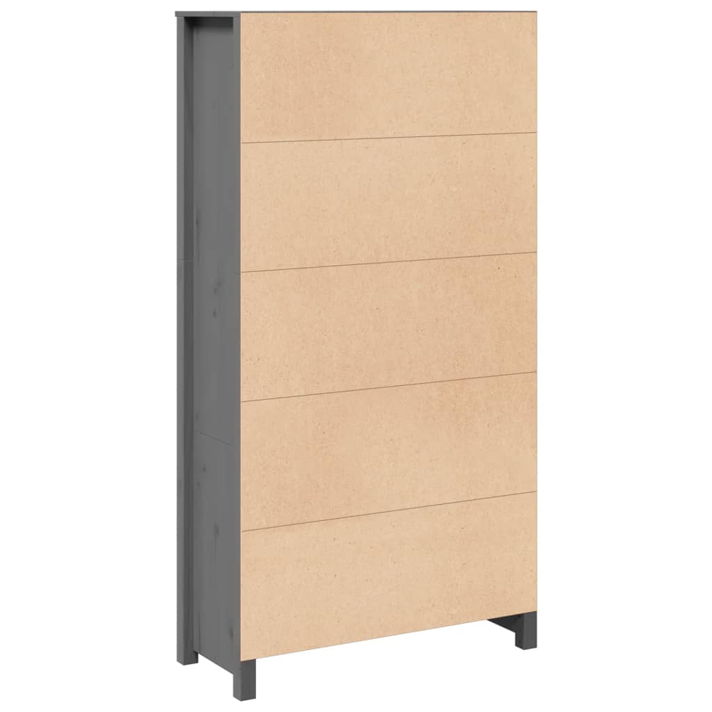 Credenza Grigio 80x35x154 cm in Legno Massello di Pino - homemem39