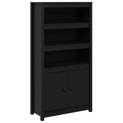 Credenza Nera 80x35x154 cm in Legno Massello di Pino - homemem39