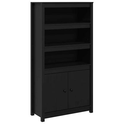 Credenza Nera 80x35x154 cm in Legno Massello di Pino