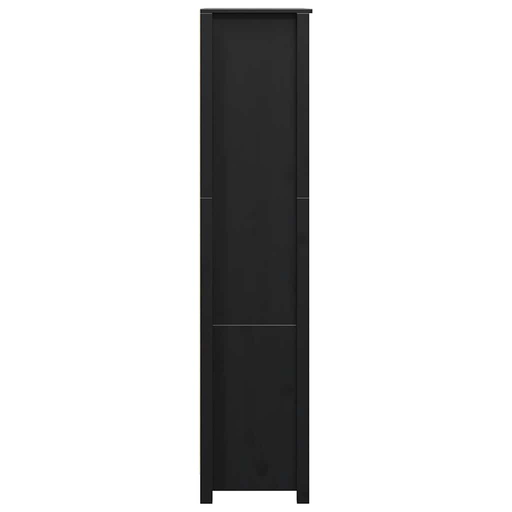 Credenza Nera 80x35x154 cm in Legno Massello di Pino