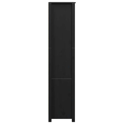 Credenza Nera 80x35x154 cm in Legno Massello di Pino
