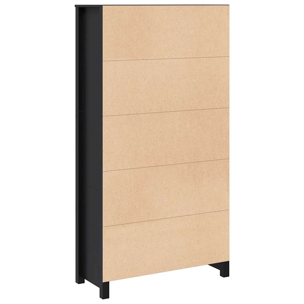 Credenza Nera 80x35x154 cm in Legno Massello di Pino