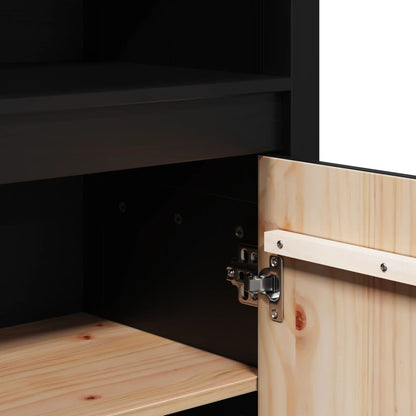 Credenza Nera 80x35x154 cm in Legno Massello di Pino - homemem39