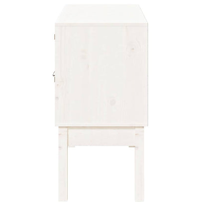 Credenza Bianca 110x40x78 cm in Legno Massello di Pino