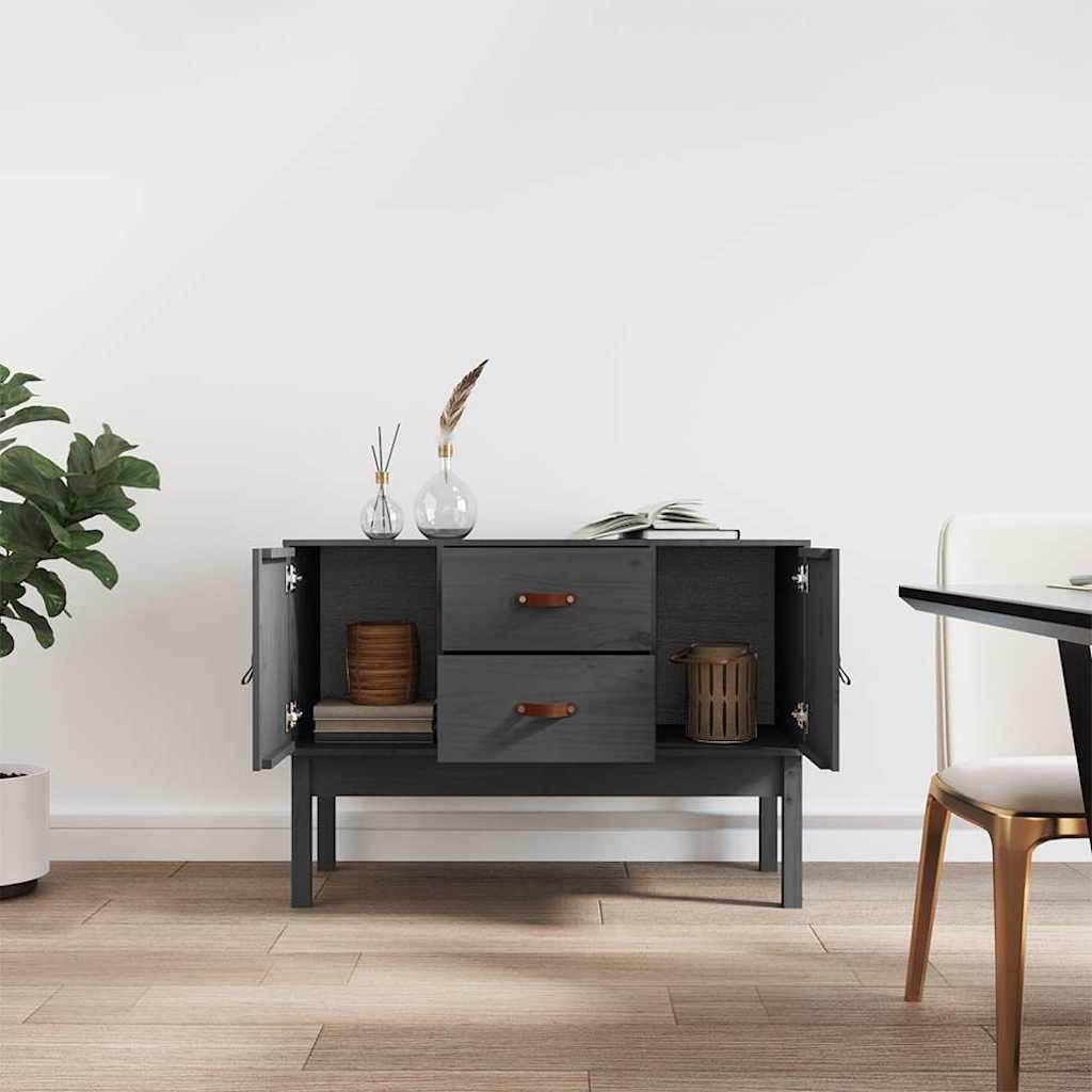 Credenza Grigia 110x40x78 cm in Legno Massello di Pino