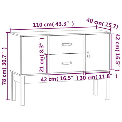 Credenza Grigia 110x40x78 cm in Legno Massello di Pino - homemem39