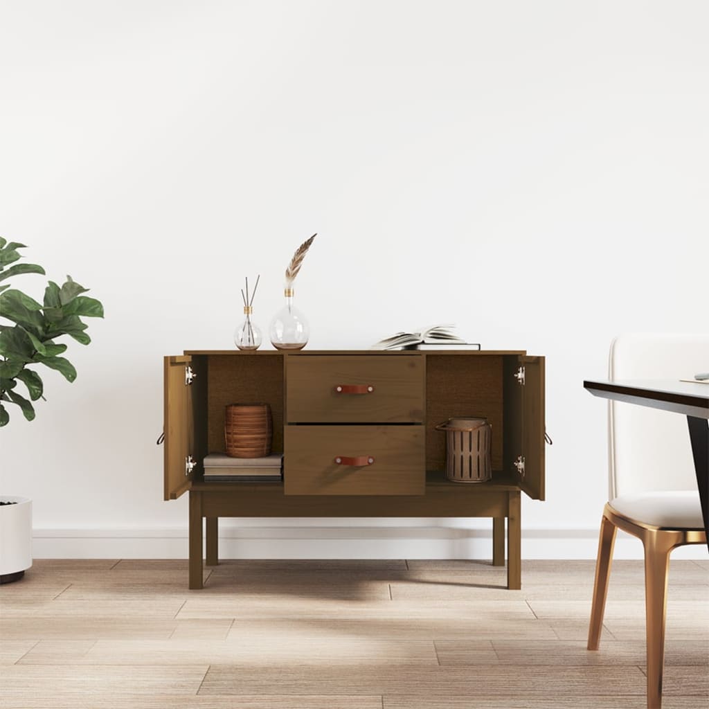 Credenza Marrone Ambra 110x40x78 cm in Legno Massello di Pino - homemem39