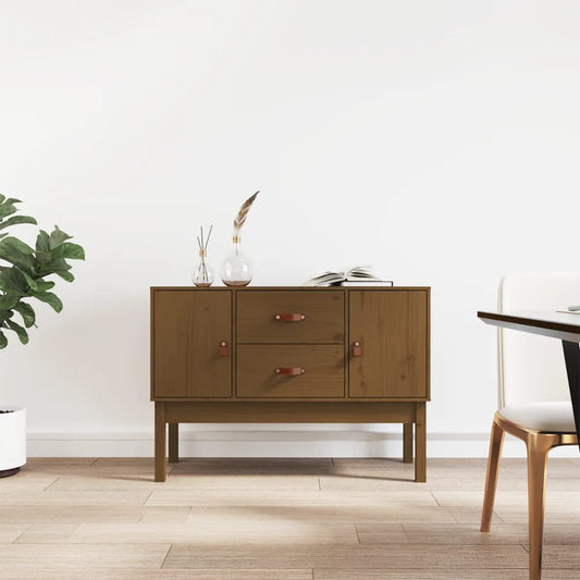 Credenza Marrone Ambra 110x40x78 cm in Legno Massello di Pino - homemem39