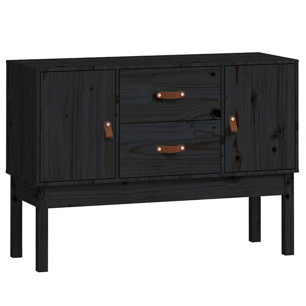 Credenza Nera 110x40x78 cm in Legno Massello di Pino